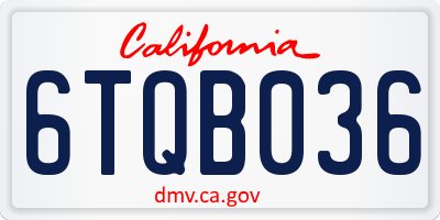 CA license plate 6TQB036