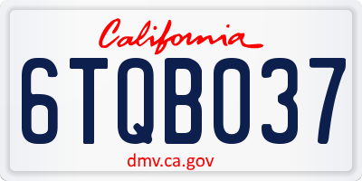 CA license plate 6TQB037