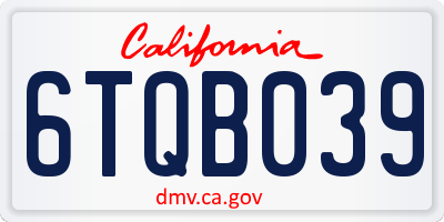 CA license plate 6TQB039