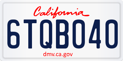 CA license plate 6TQB040