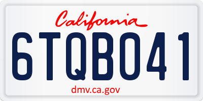 CA license plate 6TQB041