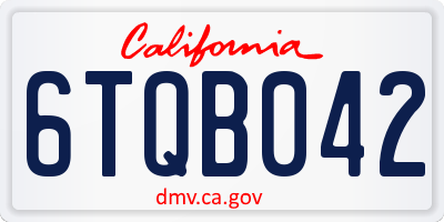 CA license plate 6TQB042