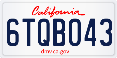 CA license plate 6TQB043