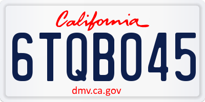 CA license plate 6TQB045