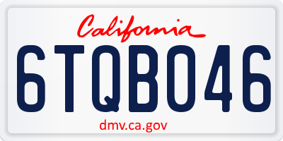 CA license plate 6TQB046