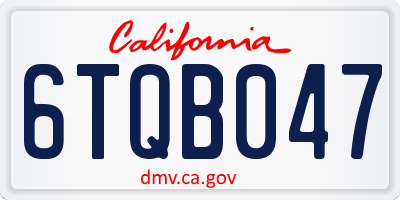 CA license plate 6TQB047