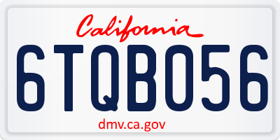 CA license plate 6TQB056