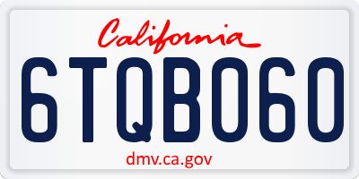 CA license plate 6TQB060