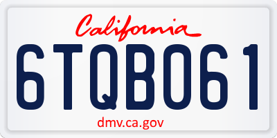 CA license plate 6TQB061