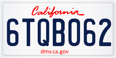 CA license plate 6TQB062