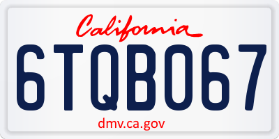 CA license plate 6TQB067