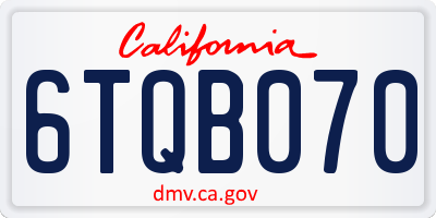 CA license plate 6TQB070