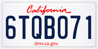 CA license plate 6TQB071