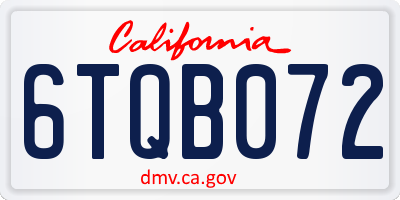 CA license plate 6TQB072