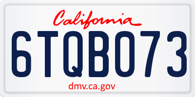 CA license plate 6TQB073