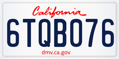 CA license plate 6TQB076