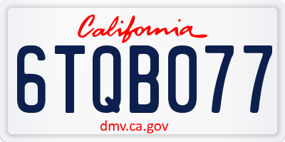CA license plate 6TQB077