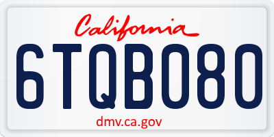 CA license plate 6TQB080