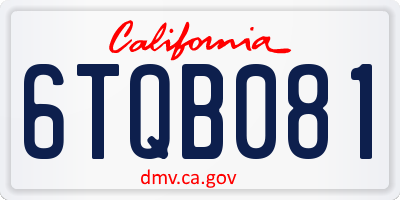 CA license plate 6TQB081