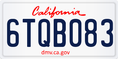 CA license plate 6TQB083