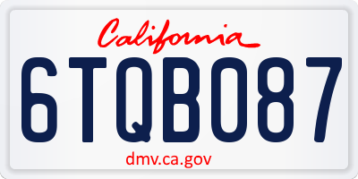CA license plate 6TQB087