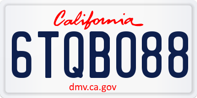 CA license plate 6TQB088