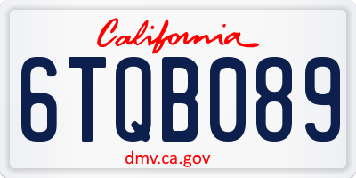 CA license plate 6TQB089