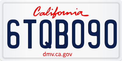 CA license plate 6TQB090