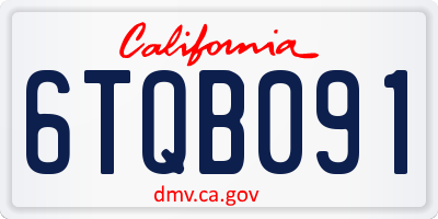 CA license plate 6TQB091