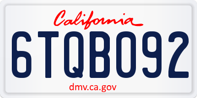 CA license plate 6TQB092
