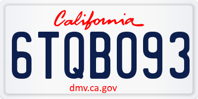 CA license plate 6TQB093