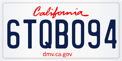 CA license plate 6TQB094