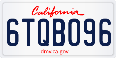 CA license plate 6TQB096