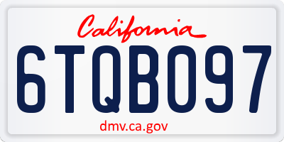 CA license plate 6TQB097