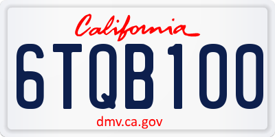 CA license plate 6TQB100