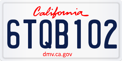 CA license plate 6TQB102