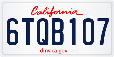 CA license plate 6TQB107