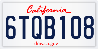 CA license plate 6TQB108