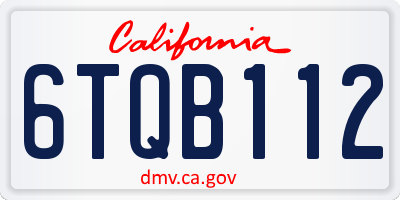 CA license plate 6TQB112