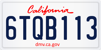 CA license plate 6TQB113