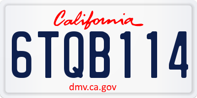 CA license plate 6TQB114