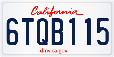 CA license plate 6TQB115