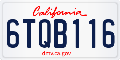 CA license plate 6TQB116