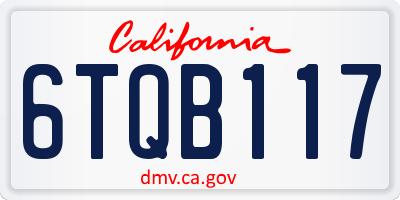 CA license plate 6TQB117