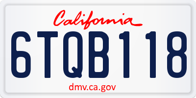 CA license plate 6TQB118