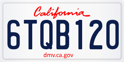 CA license plate 6TQB120