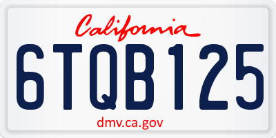 CA license plate 6TQB125