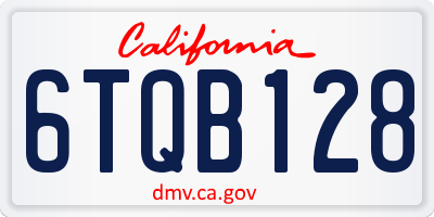 CA license plate 6TQB128