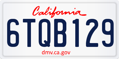 CA license plate 6TQB129