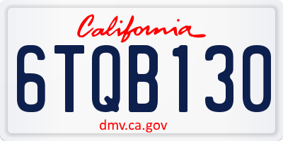 CA license plate 6TQB130